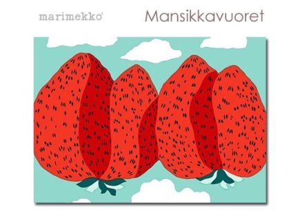 超人気！特大サイズ！Marimekko/マリメッコ<br>Mansikkavuoret(SBL)<br>マンシッカヴォレット<br>ファブリックボード・パネル