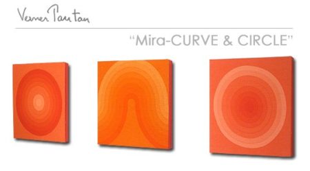 人気set‼Verner Panton MIRA-X製オリジナルCURVE&CIRCLE(or&redor )ファブリックパネル・ファブリックボード