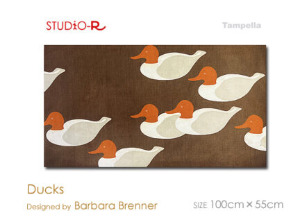 可愛いアヒル柄！<br> Tampella社/タンペラ<br>Ducks/ダックス<br>ファブリックパネル<br>ファブリックボード<br>貴重なBarbara Brennerデザイン